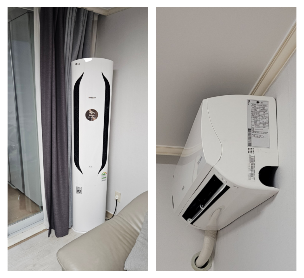 강서구 등촌동 대동황토방 2in1엘지 에어컨설치 투인원 (붙박이장/난간외부앵글)